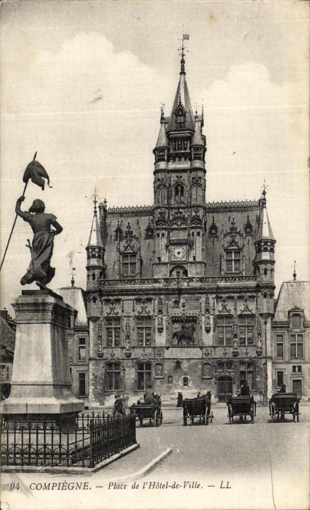 VINTAGE POSTCARD Compiegne Places L Town hall
