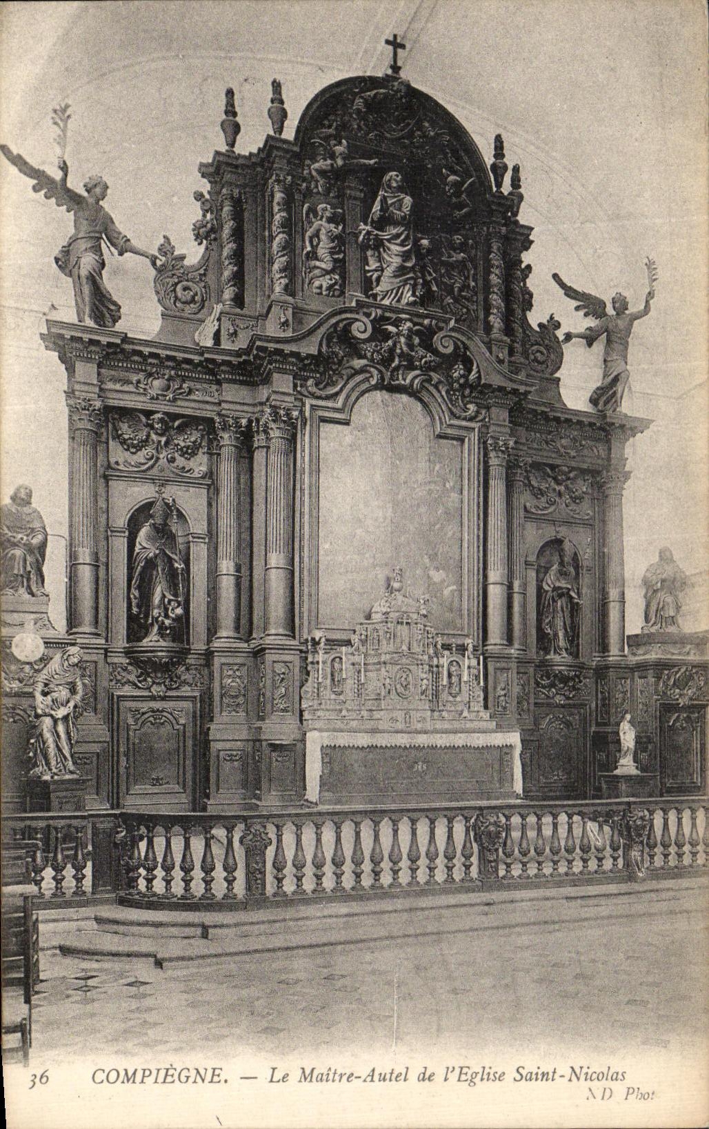 VINTAGE POSTCARD Compiegne the Master Furnace bridge of L Church Saint Nicolas