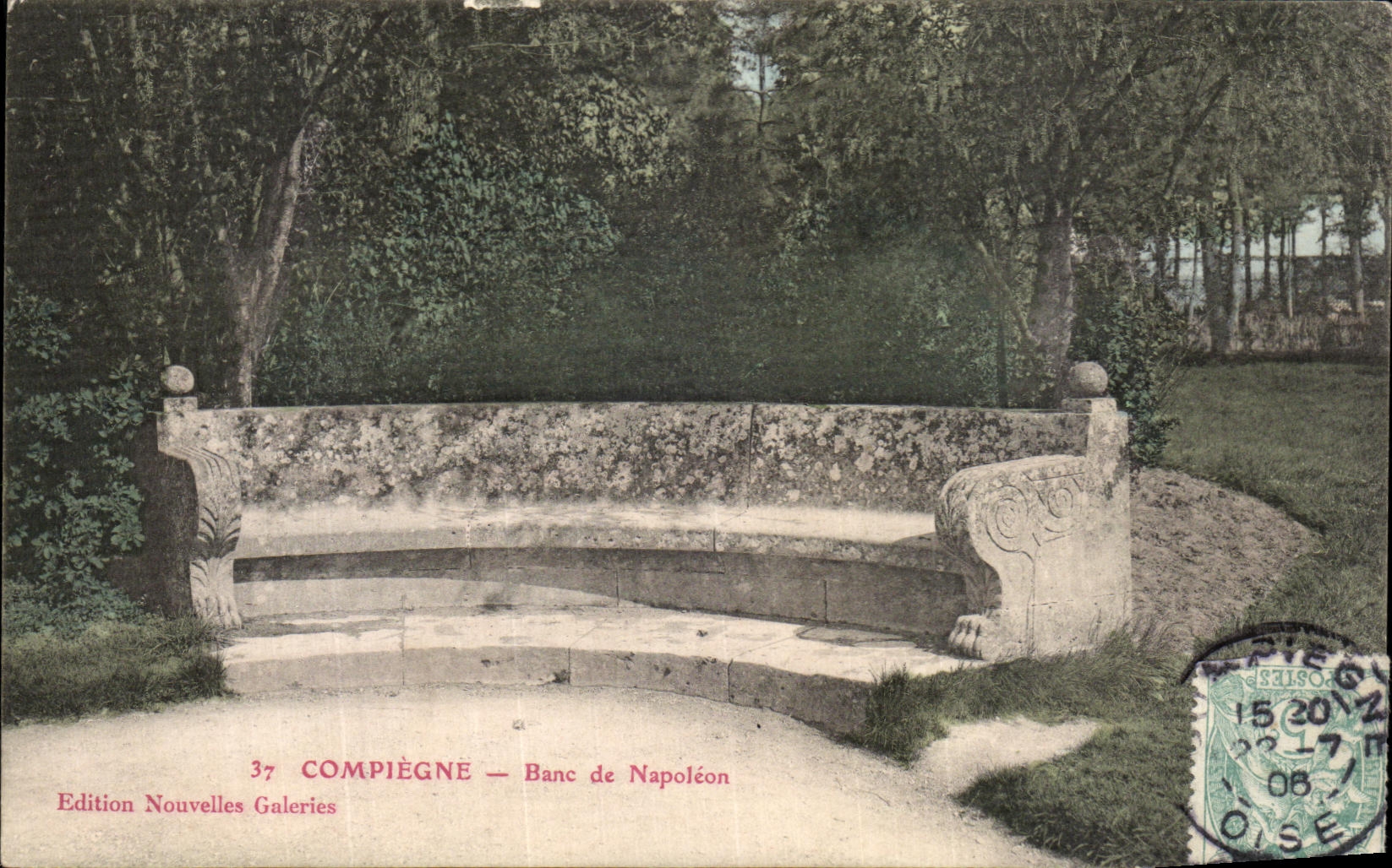 Banco de Compiegne de la POSTAL de la VENDIMIA de Napoleon