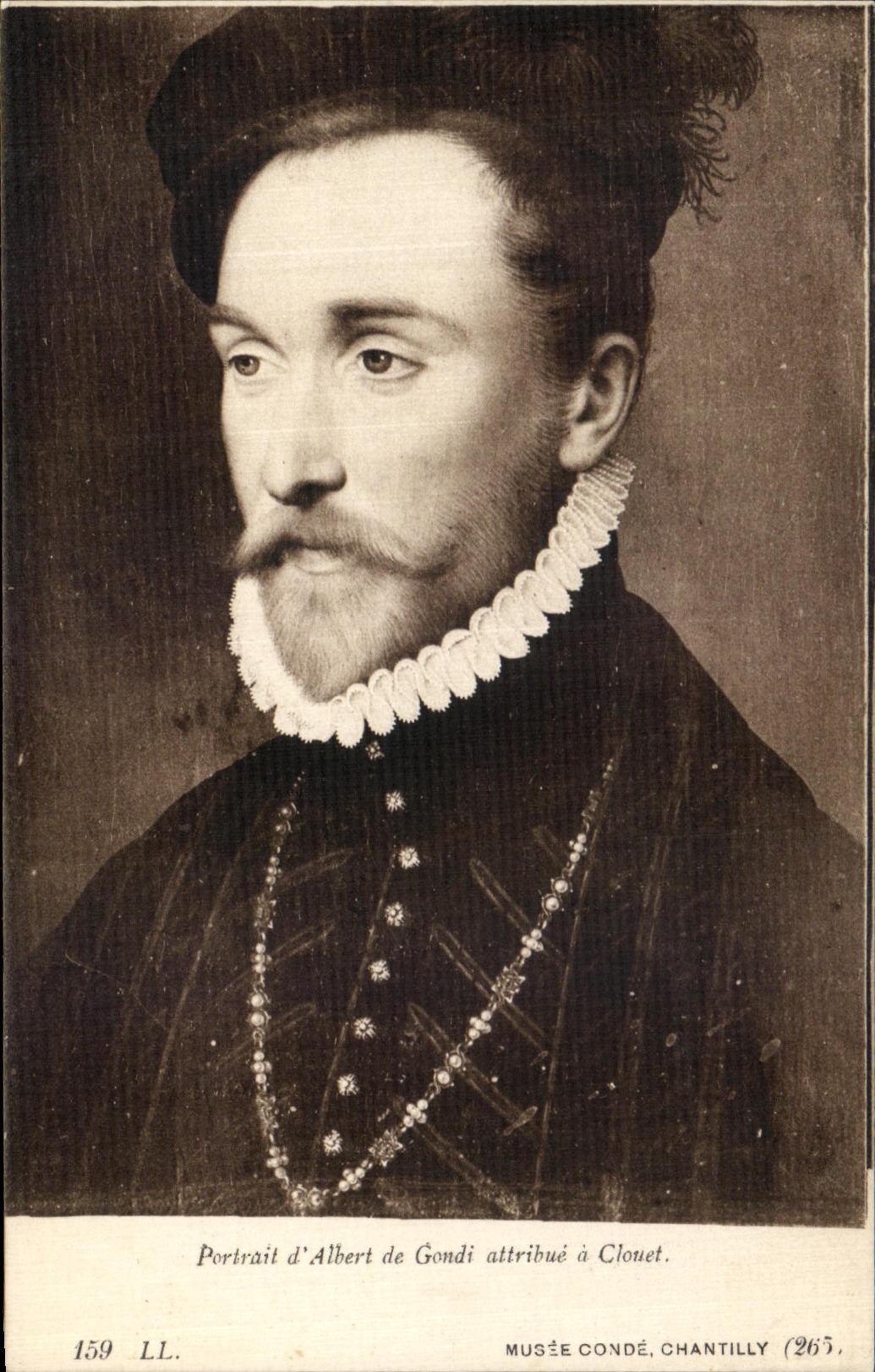 VINTAGE POSTCARD Portait D Albert de Gondi allots has Clouet Musee Chantilly Cop