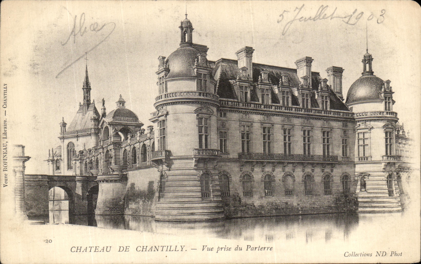 VINTAGE POSTCARD Chantilly Castle Seen from of the Floor