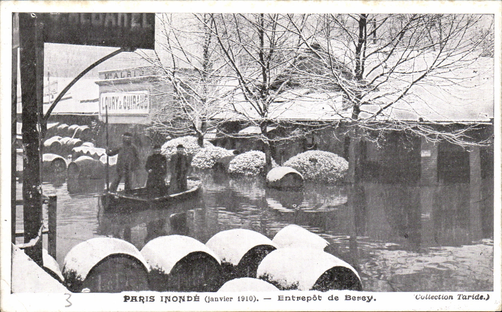 VINTAGE POSTCARD Paris Floods Warehouse of Bercy