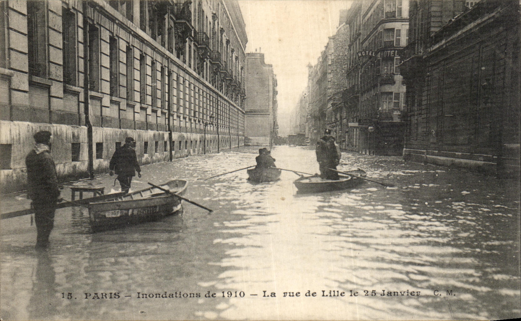 VINTAGE POSTCARD Paris Floods of the street of Lille on January 25th