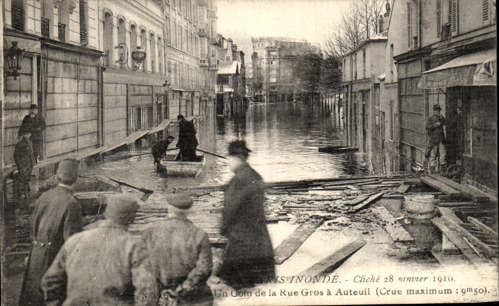 La POSTAL Paris Inonde de la VENDIMIA una esquina de la calle Gros tiene Auteuil