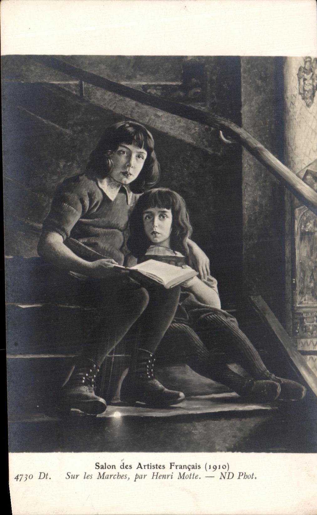 VINTAGE POSTCARD On the steps Henri Mound