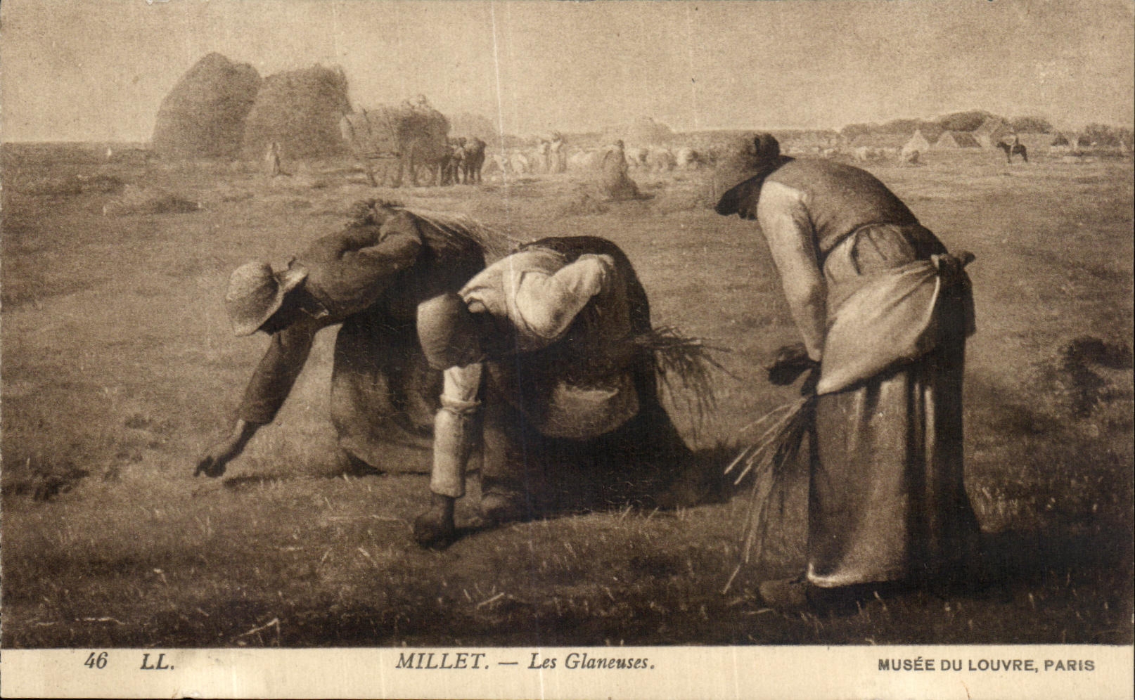 VINTAGE POSTCARD Millet glaneuses the Museum of Louvre Paris