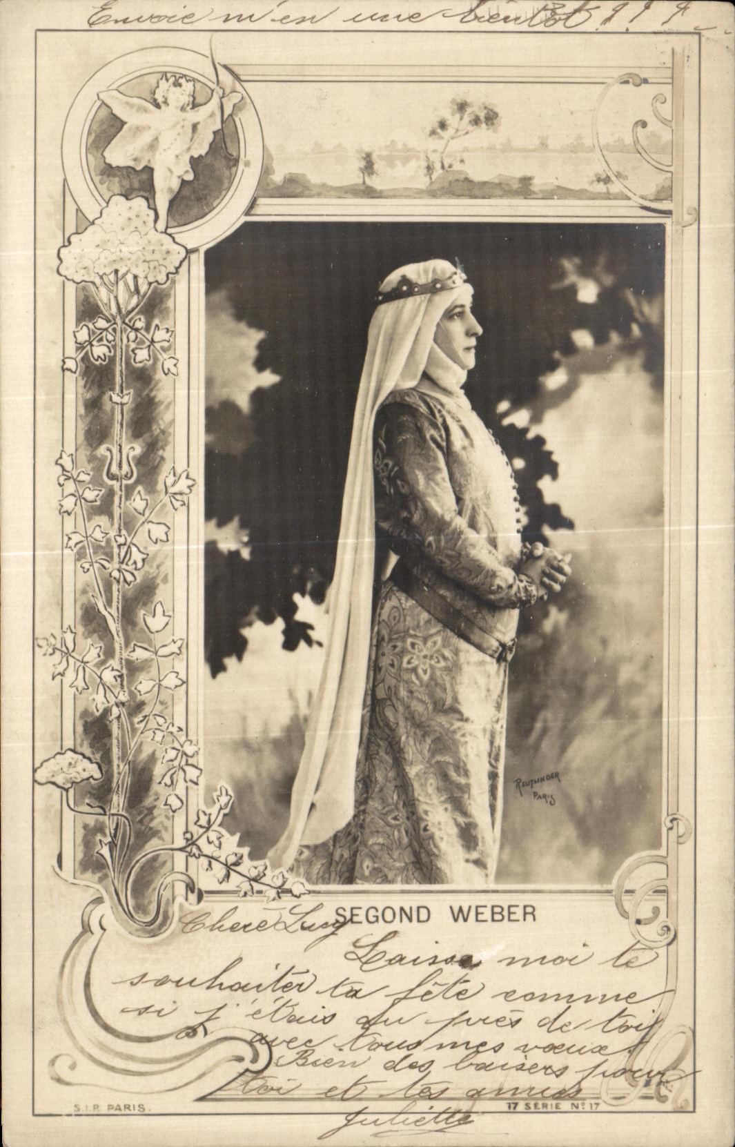 Mujer Segond Reutlinger Weber de la fantasia de la POSTAL de la VENDIMIA