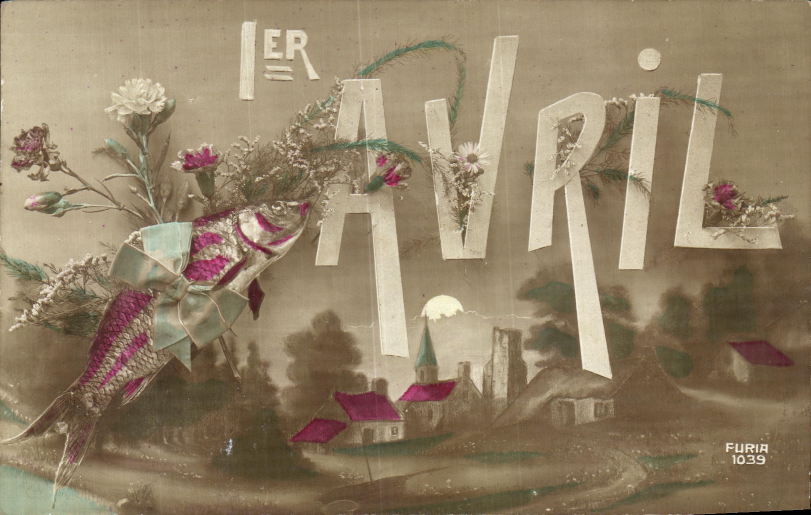 VINTAGE POSTCARD Fantasy Poisson April 1st
