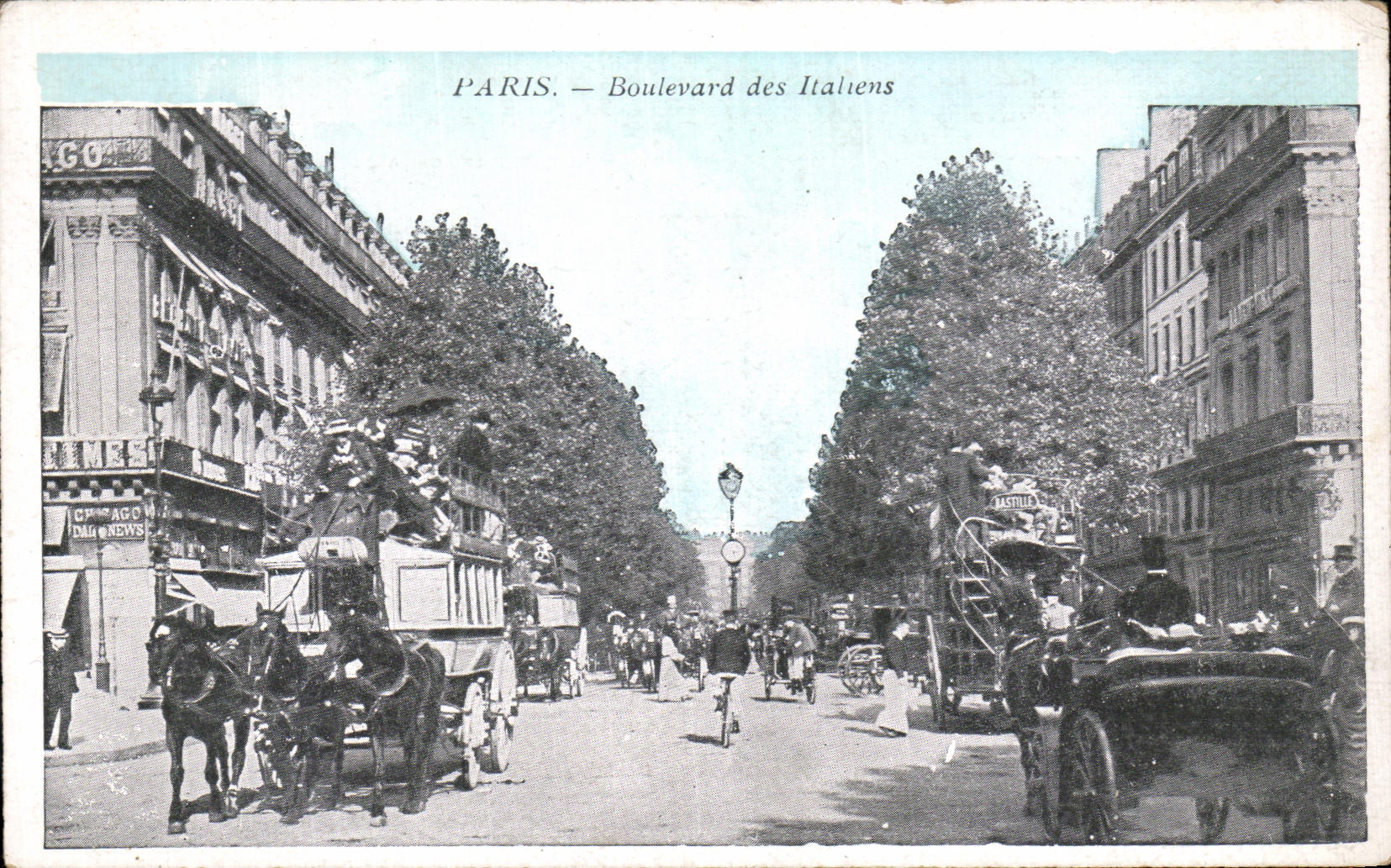 VINTAGE POSTCARD Paris Boulevard of the Italians