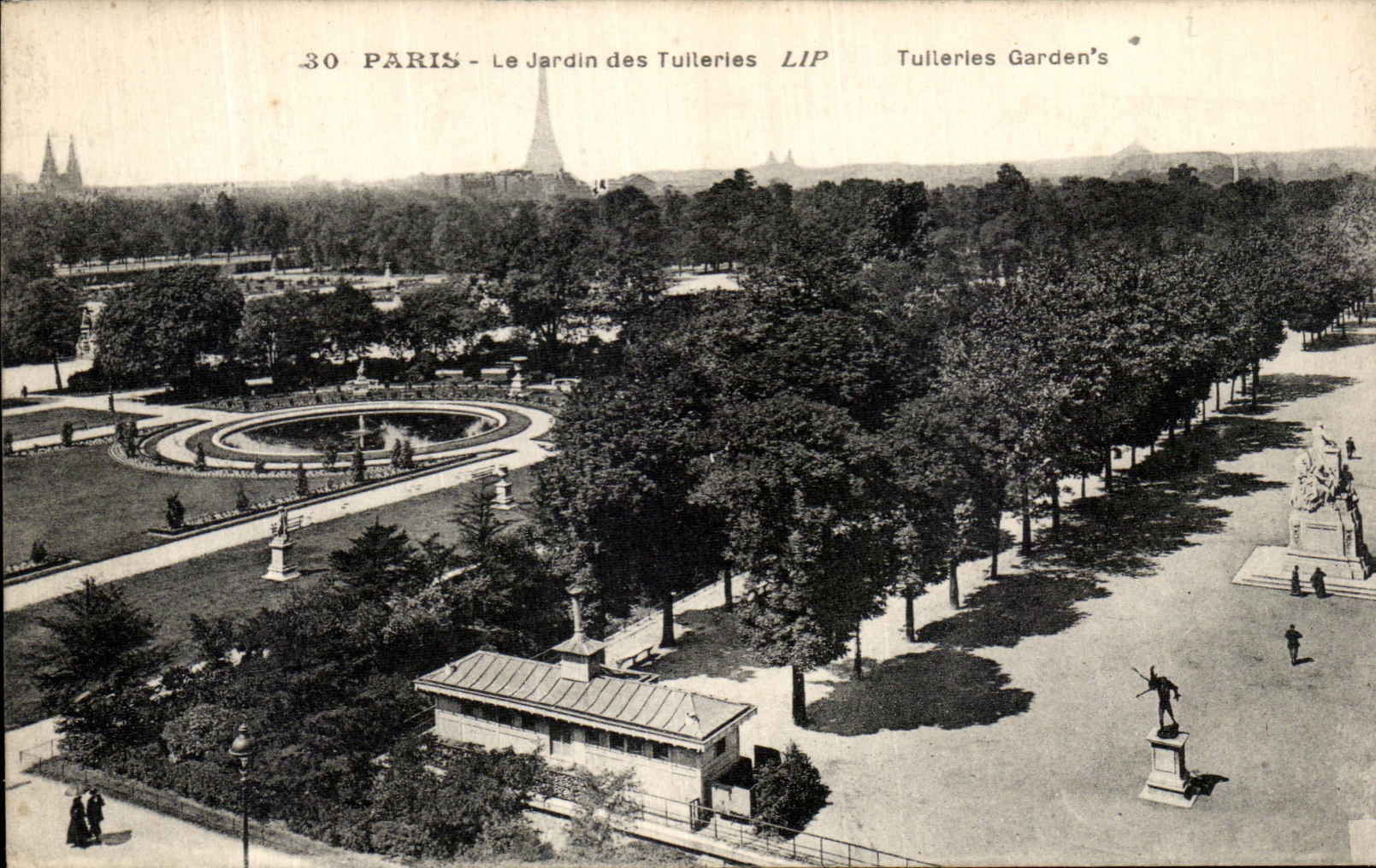 VINTAGE POSTCARD Paris the garden of Tileries
