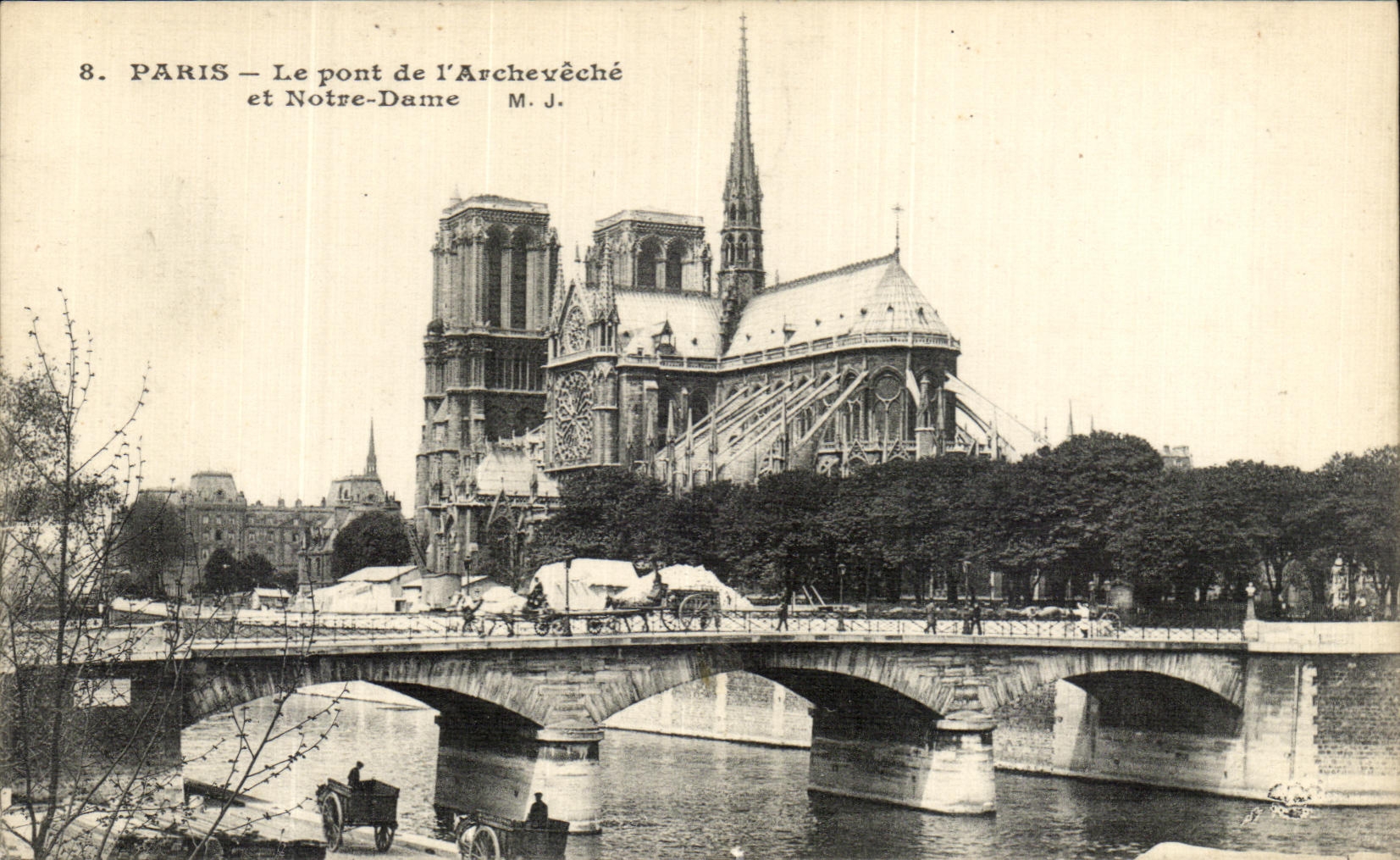 POSTAL Paris de la VENDIMIA el puente del palacio y de Notre Dame de L arzobispo