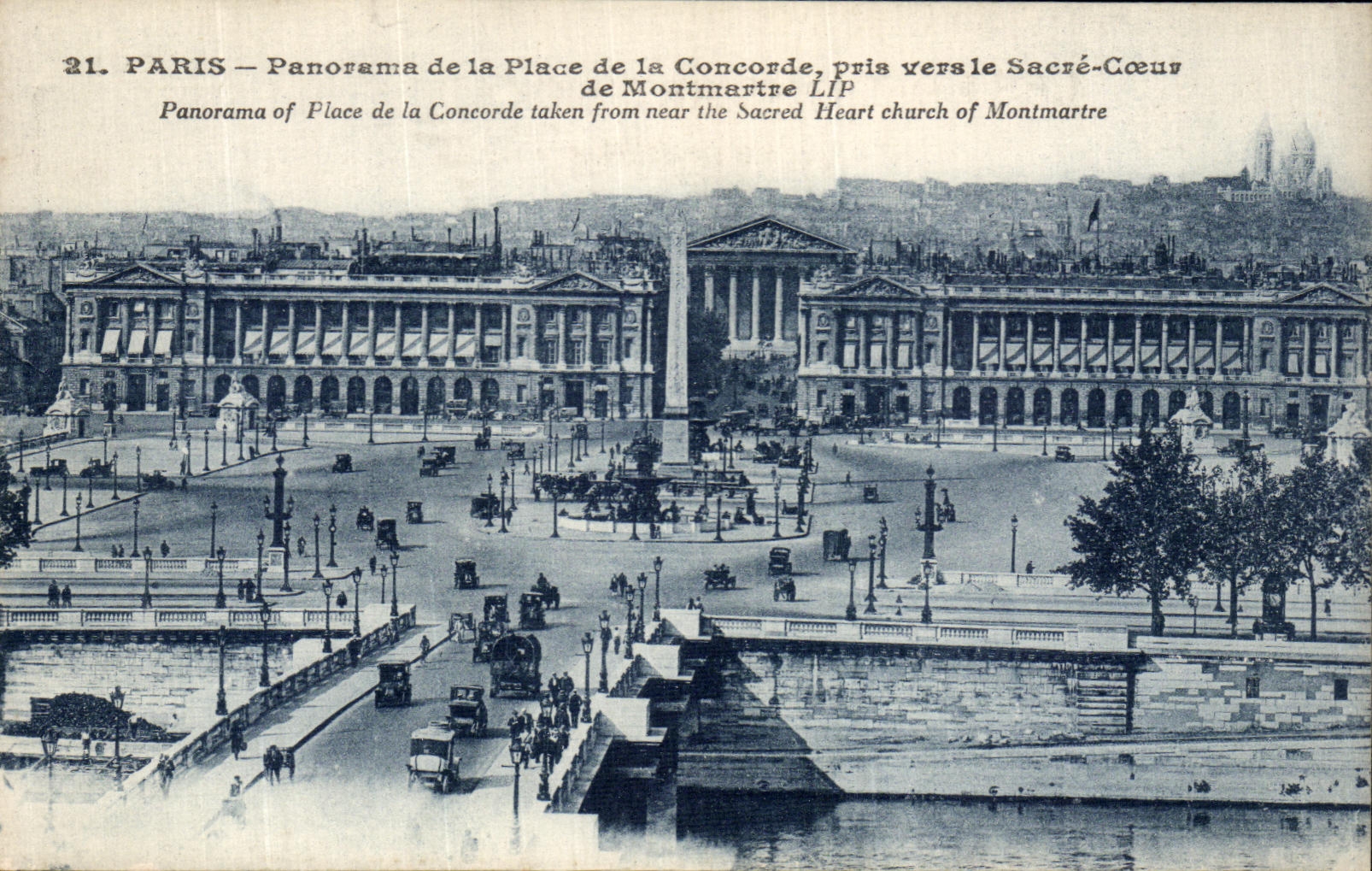 VINTAGE POSTCARD Paris Panorama Of the Place of the Harmony Taken Towards the Sacring Heart