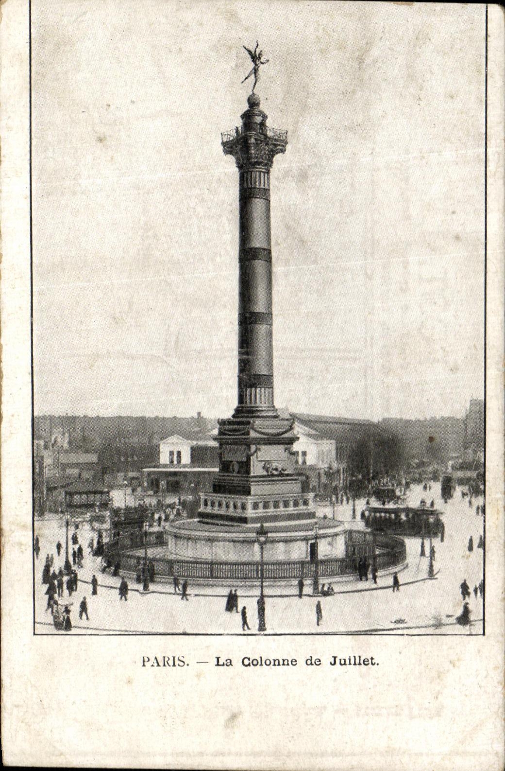 VINTAGE POSTCARD Paris the Column Of July