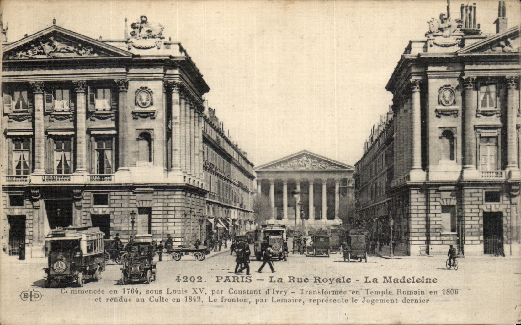 VINTAGE POSTCARD Paris the Royal Street the Madeleine