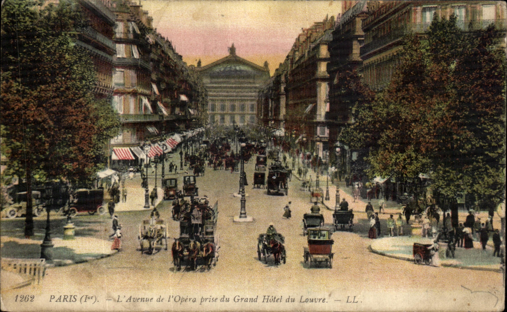 VINTAGE POSTCARD Paris L Avenue of L Operated Taken Large Hotel of the Louvre