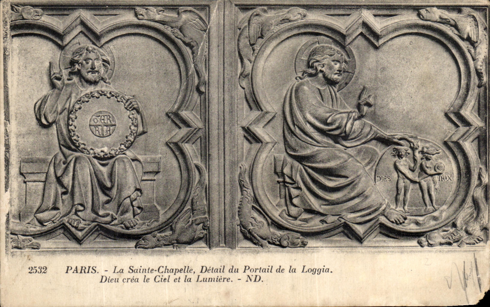 VINTAGE POSTCARD Paris Sainte the Vault Detail Of the Gate Of the Loggia Erea God Sky and the Light