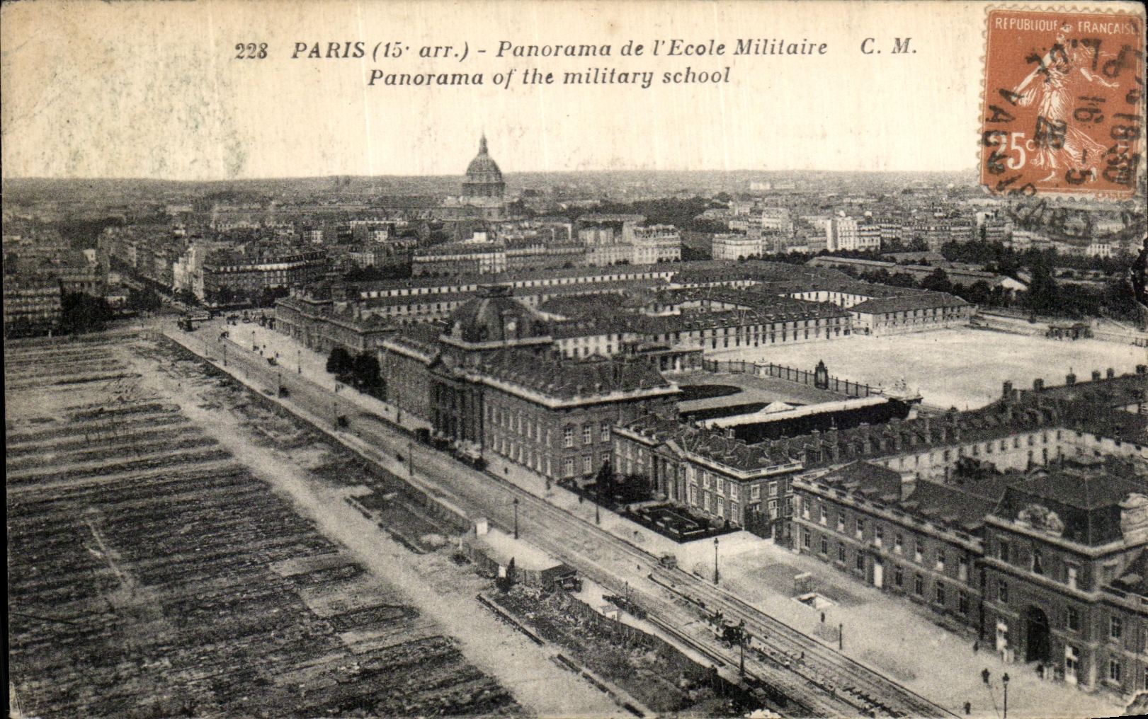 VINTAGE POSTCARD Paris Panorama Of L Military academy Militaria
