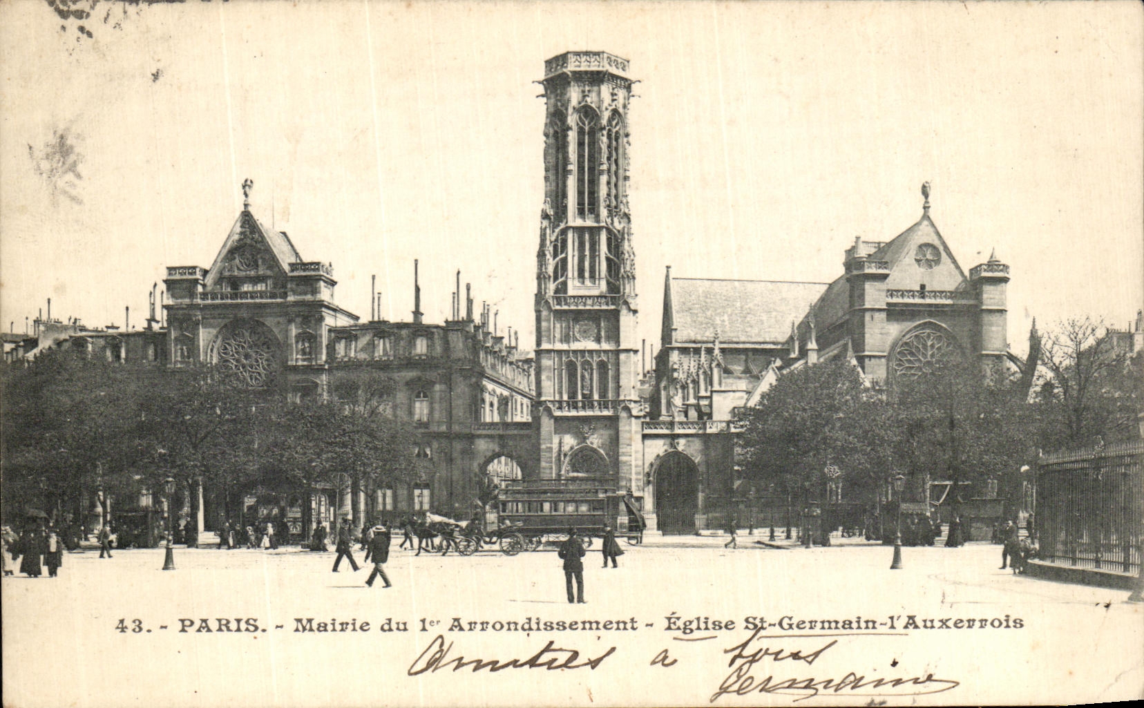 VINTAGE POSTCARD Paris Town hall of the 1st District Church German St L Auxerre native