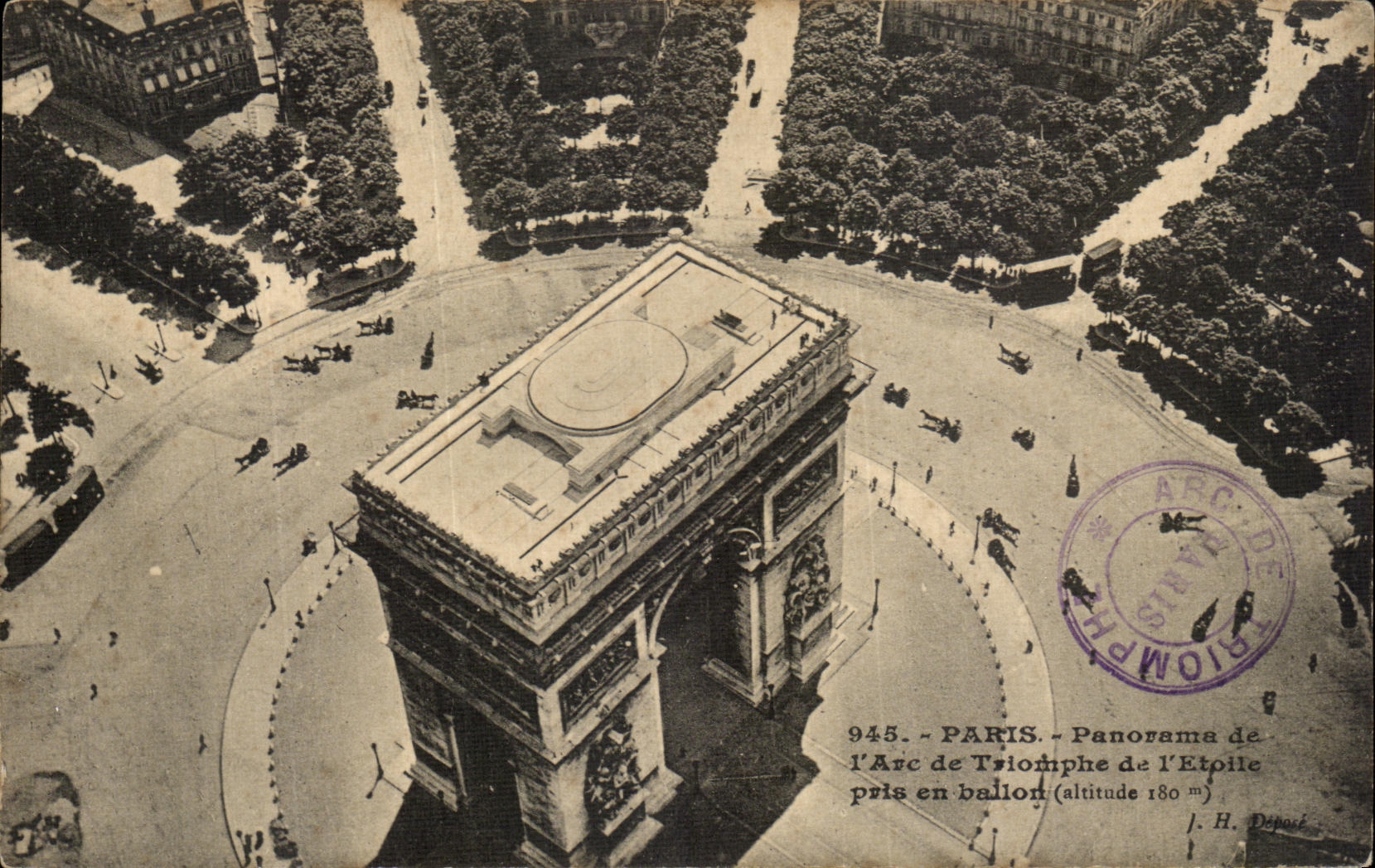 Panorama de Paris de la POSTAL de la VENDIMIA de L Arc de Triomphe de L globo Etoile admitido