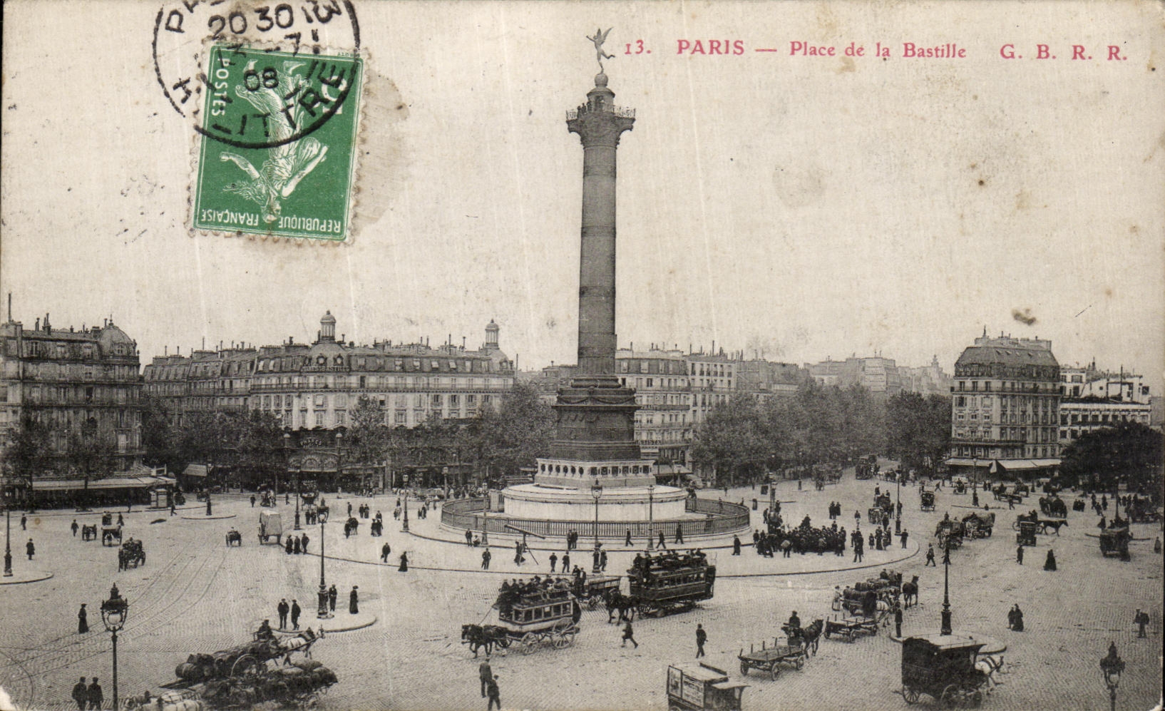 VINTAGE POSTCARD Paris Places Bastille