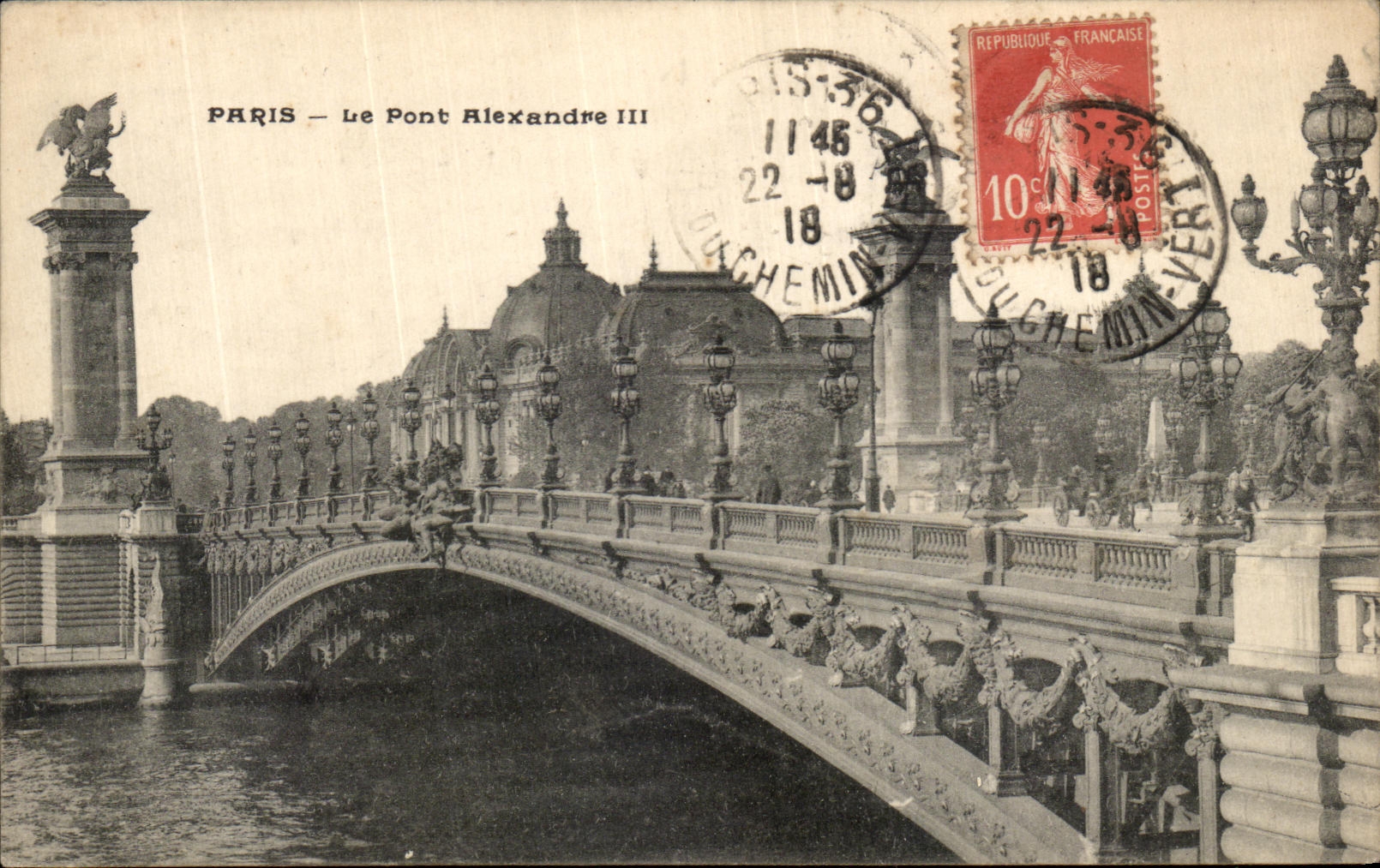 VINTAGE POSTCARD Paris the Bridge Alexandre III