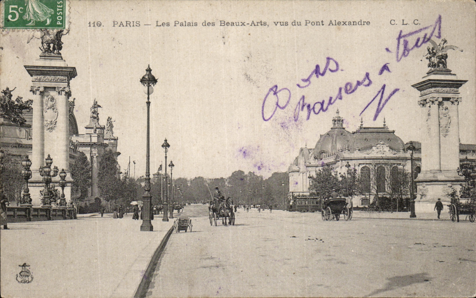 VINTAGE POSTCARD Paris Palates of Beautiful arts Seen Of Bridge Alexandre