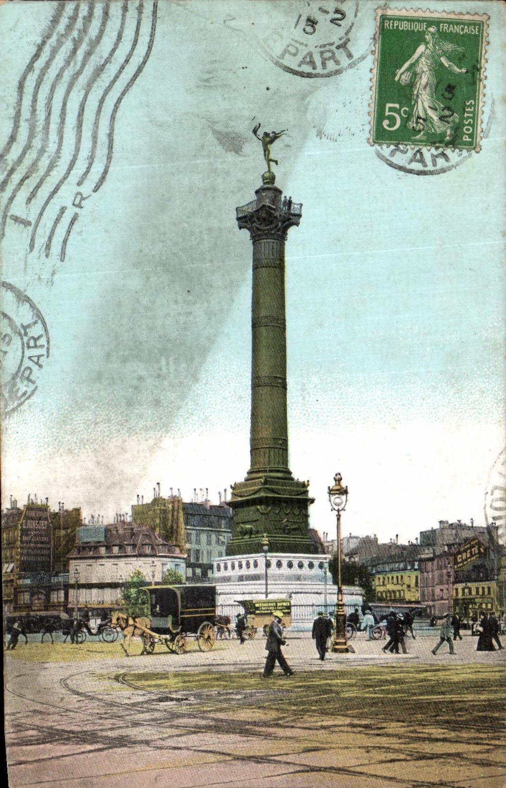 VINTAGE POSTCARD Paris Places Bastille