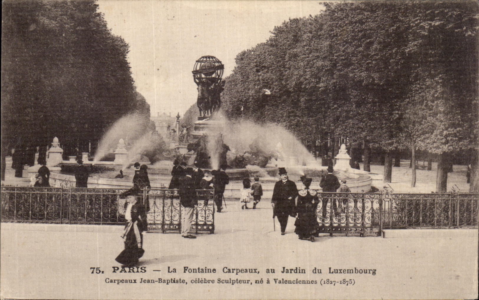 VINTAGE POSTCARD Paris the Carpeaux Fountain with the Garden Of Luxembourg
