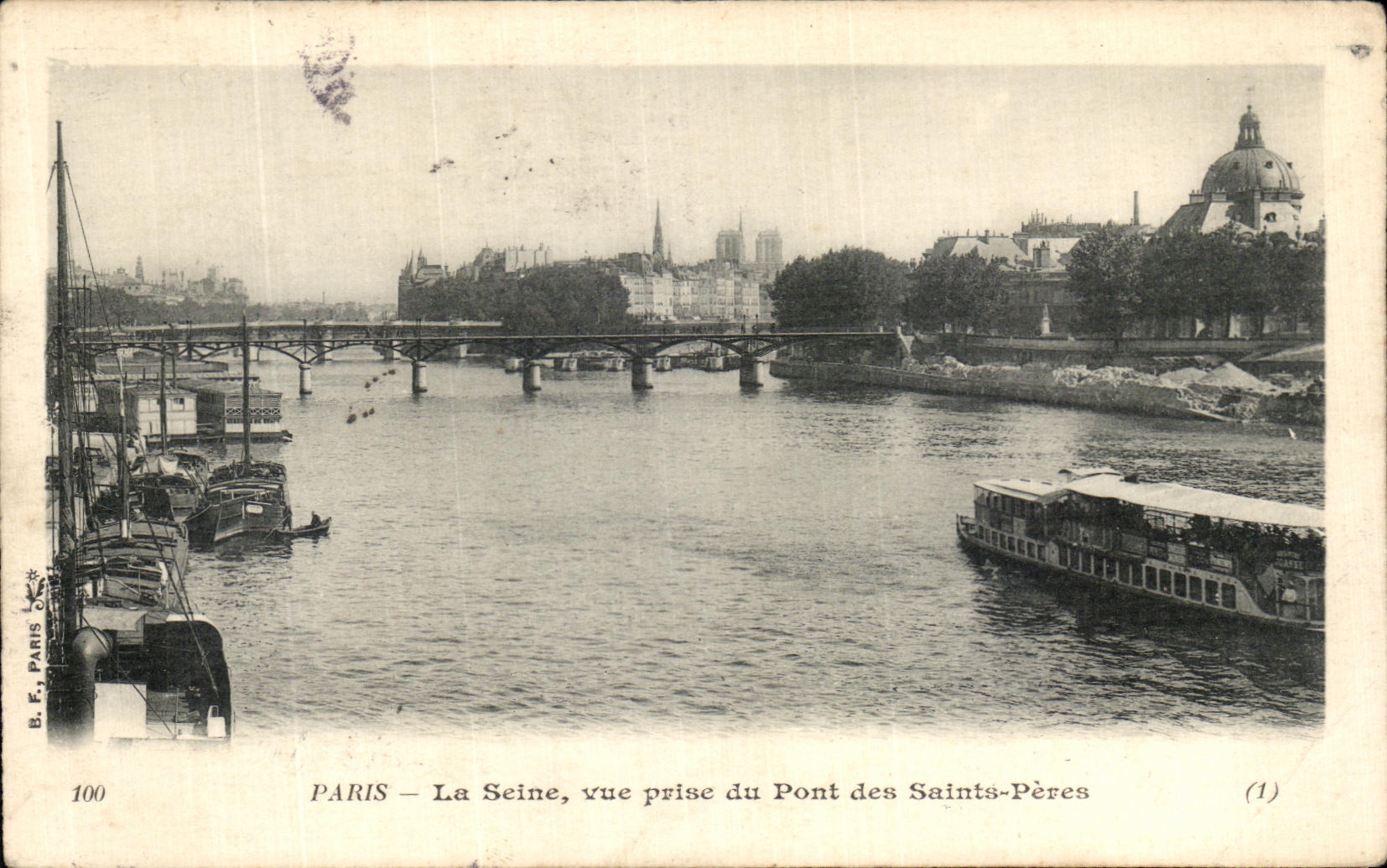VINTAGE POSTCARD Paris the Seine Seen from of the bridge of the Saints Fathers