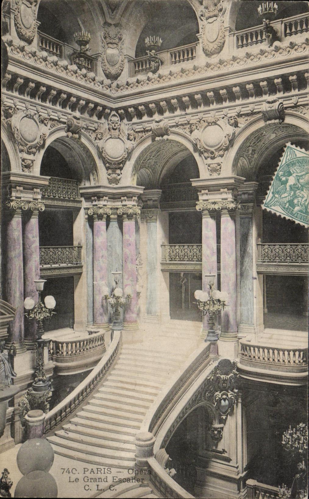 VINTAGE POSTCARD Paris Operated the Large Staircase
