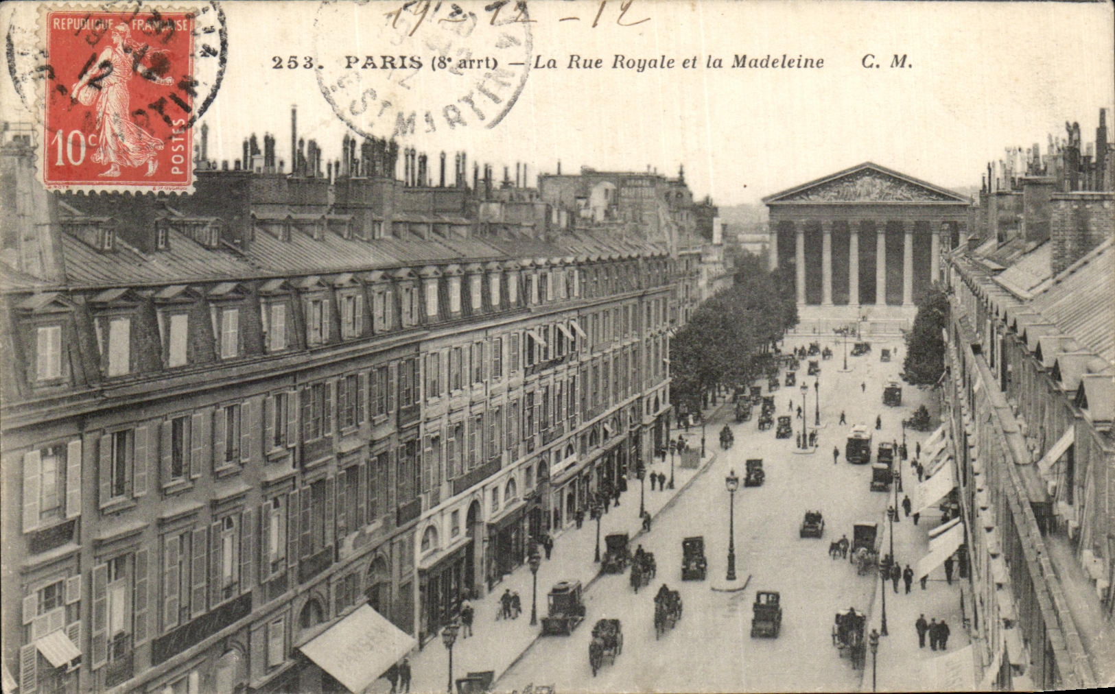 VINTAGE POSTCARD Paris the Royal Street and the Madeleine
