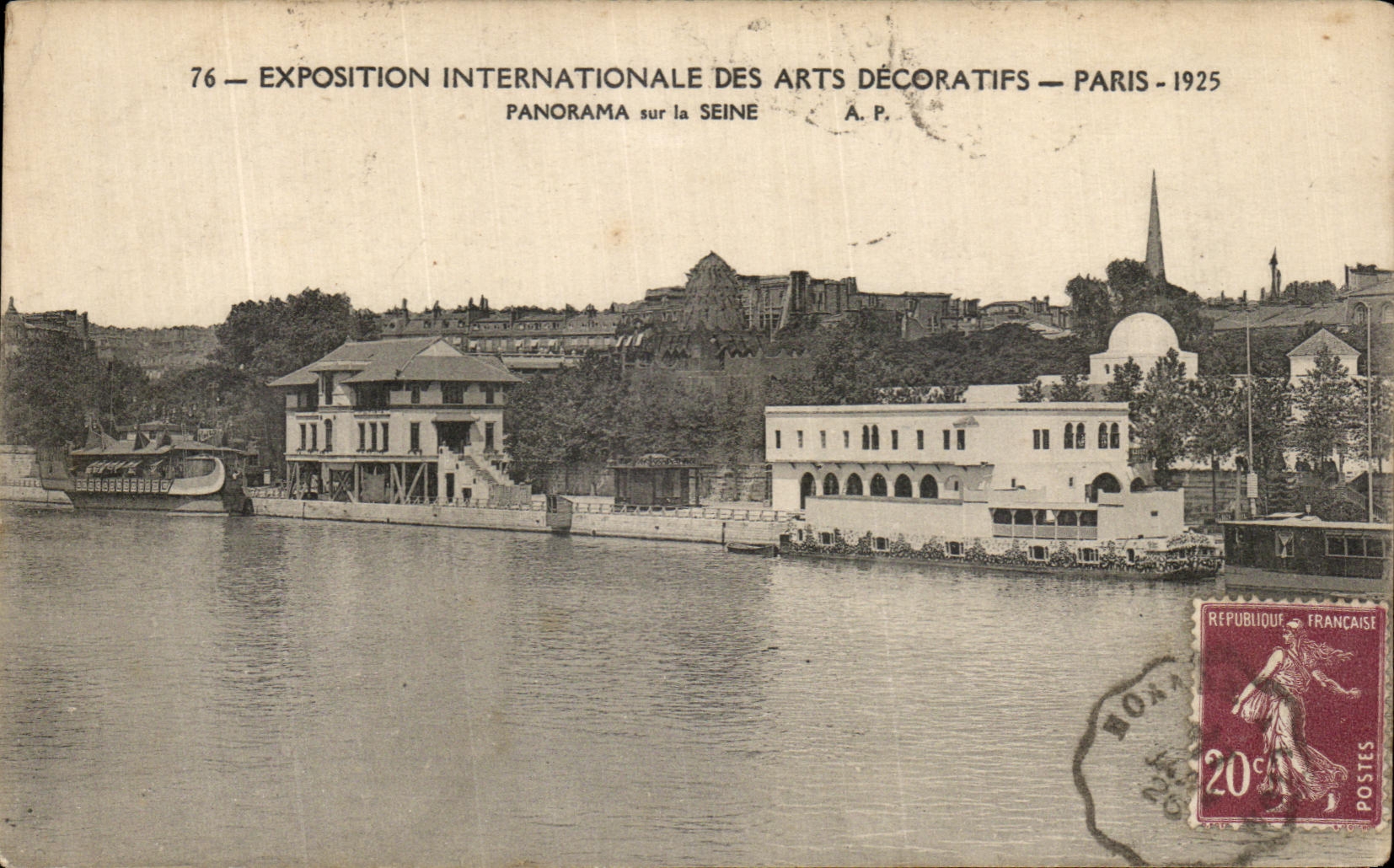 International de Expostion de la POSTAL de la VENDIMIA del panorama decorativo 1925 de Paris de los artes