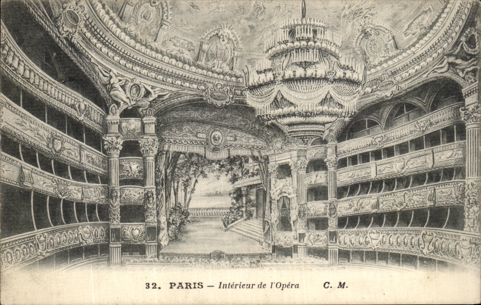 VINTAGE POSTCARD Paris Interieur of L Operated