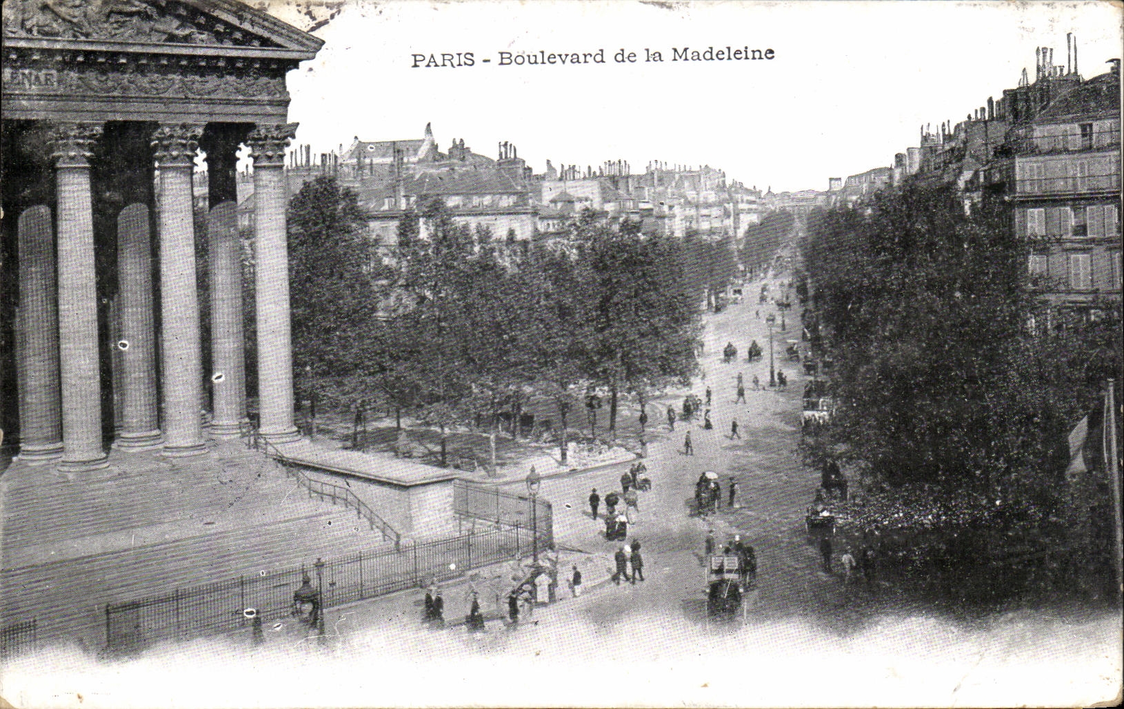 VINTAGE POSTCARD Paris Boulevard of the Madeleine