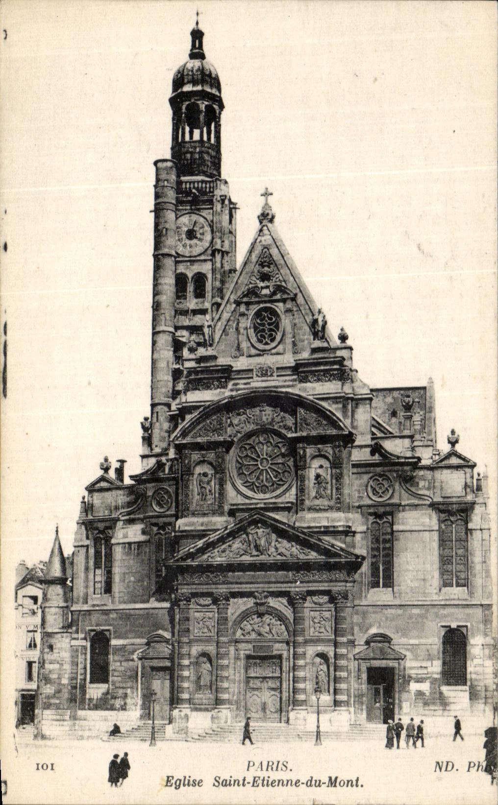 VINTAGE POSTCARD Paris Church Etienne Saint of the Mount