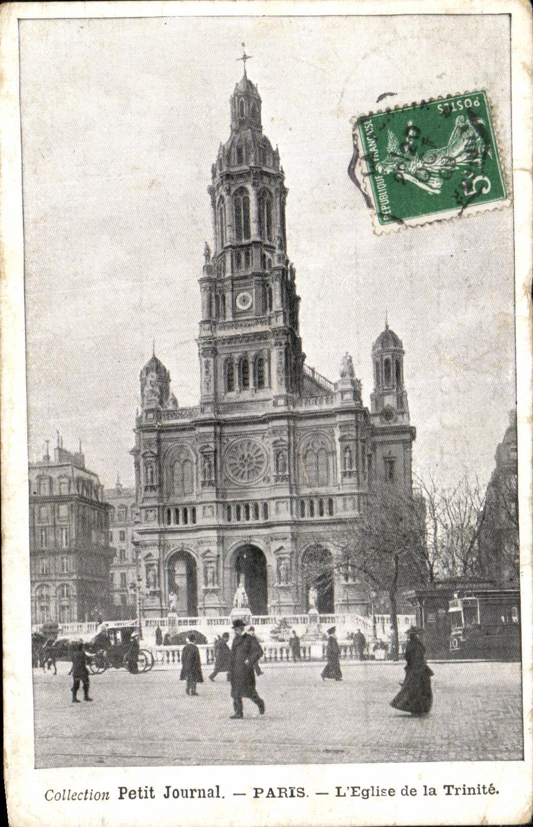 VINTAGE POSTCARD Paris Small Newspaper Paris L Church of the Trinity