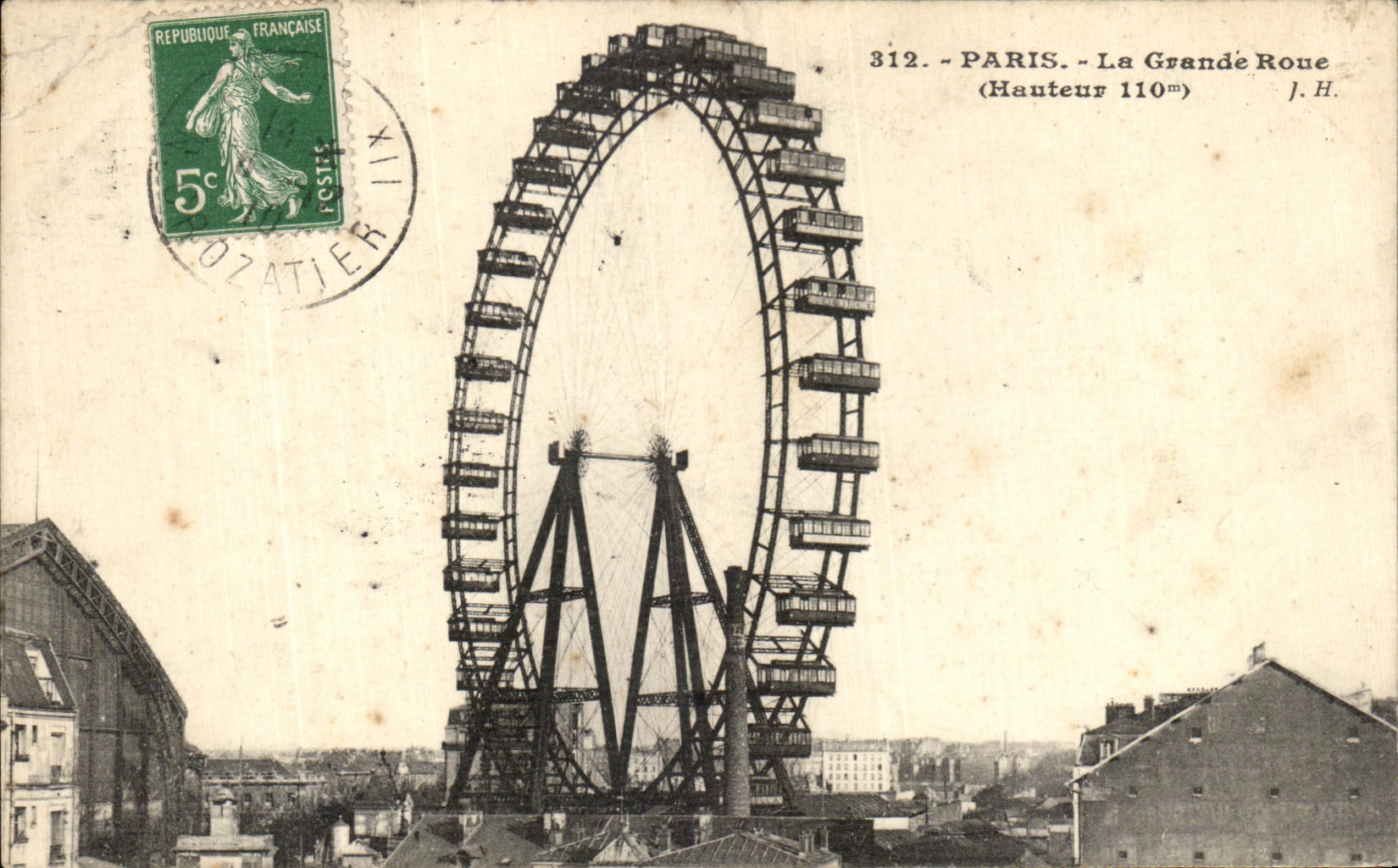 VINTAGE POSTCARD Paris the Large Wheel