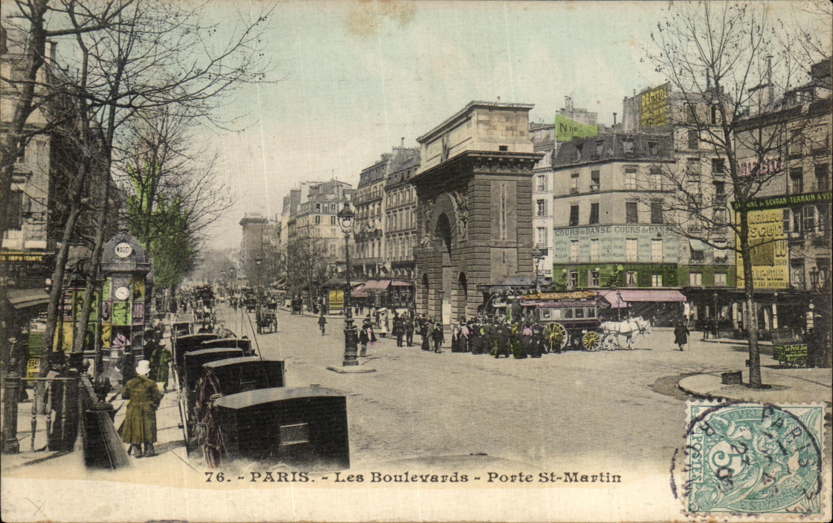 VINTAGE POSTCARD Paris the Boulevards Carries St Martin