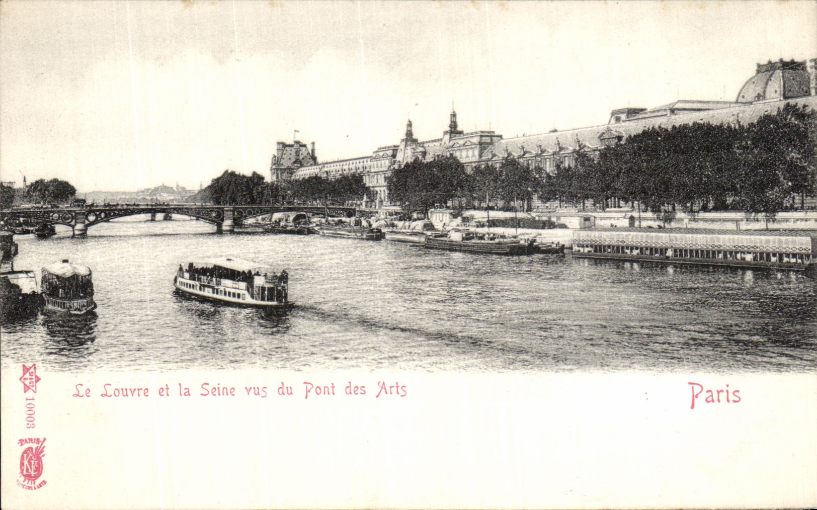VINTAGE POSTCARD Paris the Louvre and the Seine seen of the Bridge of Arts