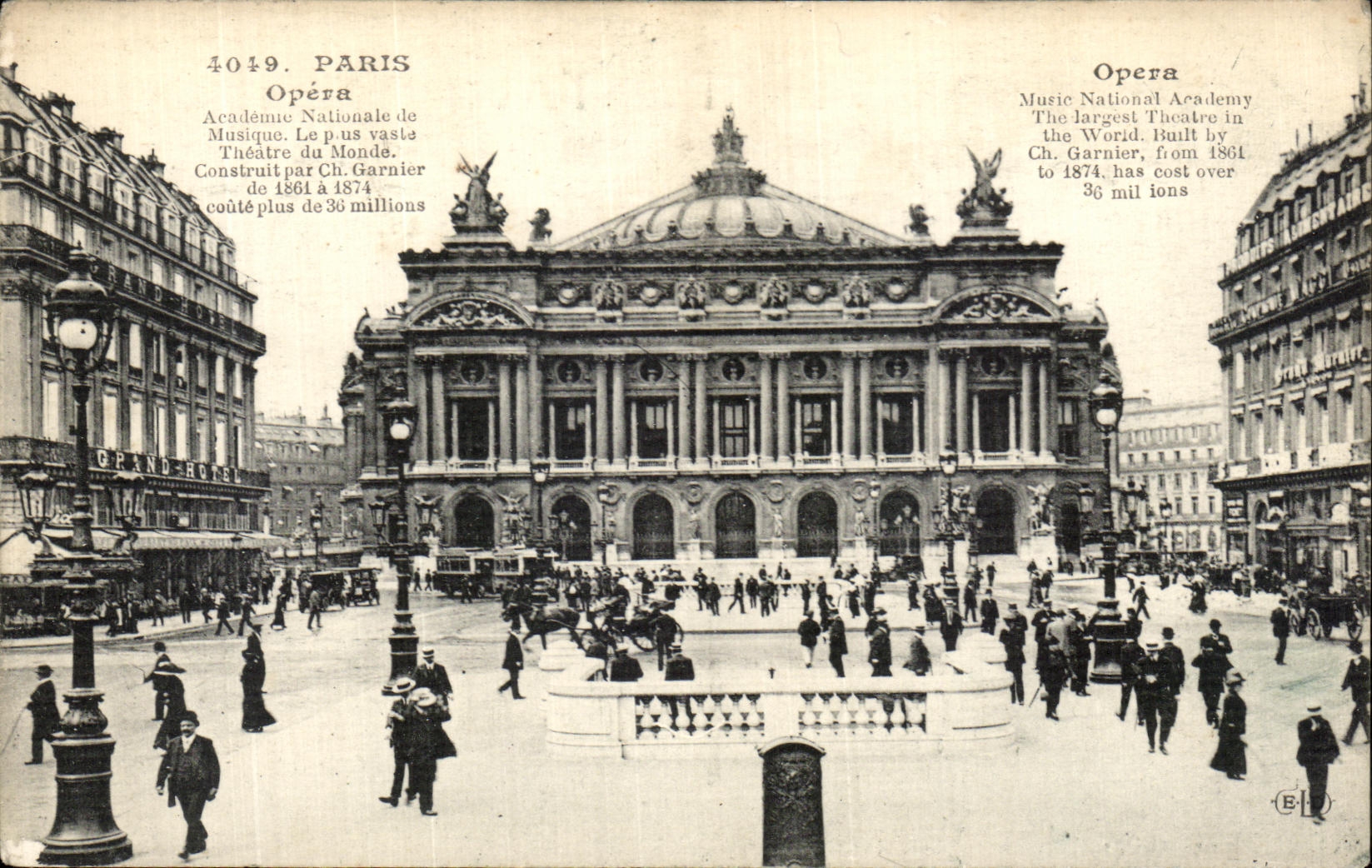 VINTAGE POSTCARD Paris Operated National Academy of Music the Vastest Theater of the World