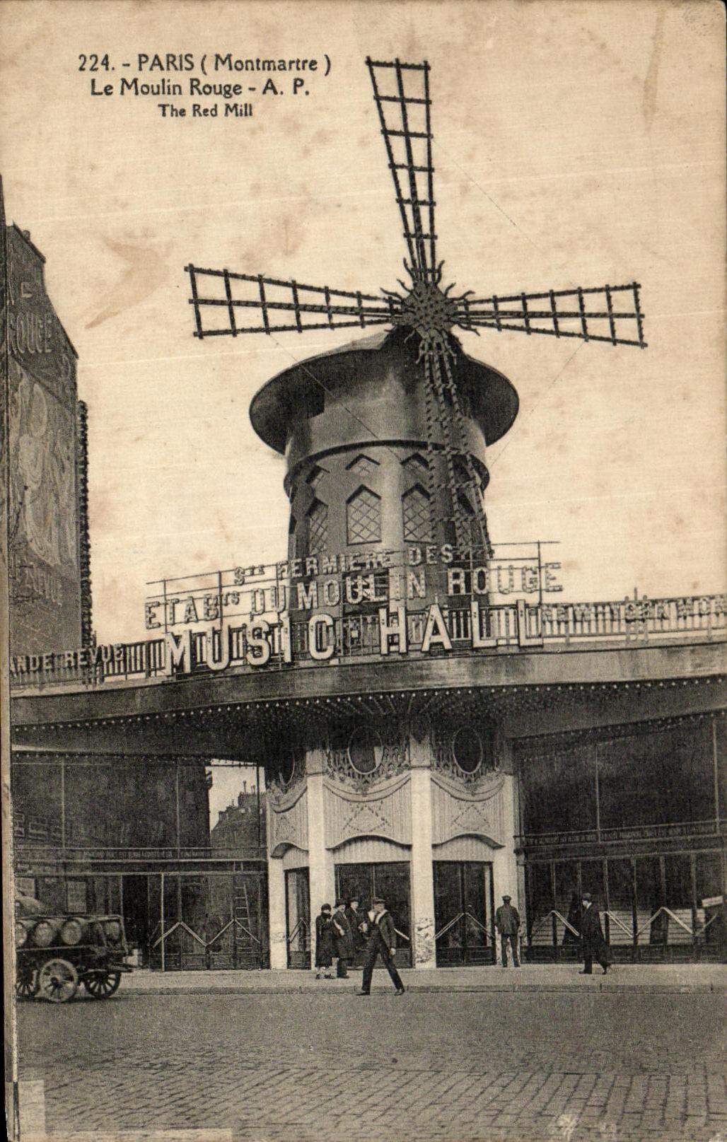 VINTAGE POSTCARD Paris the Moulin Rouge