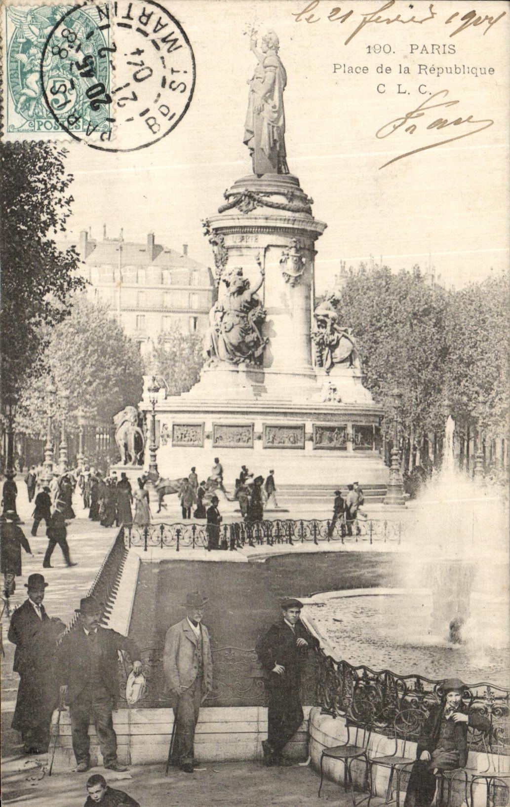 VINTAGE POSTCARD Paris Places Republic