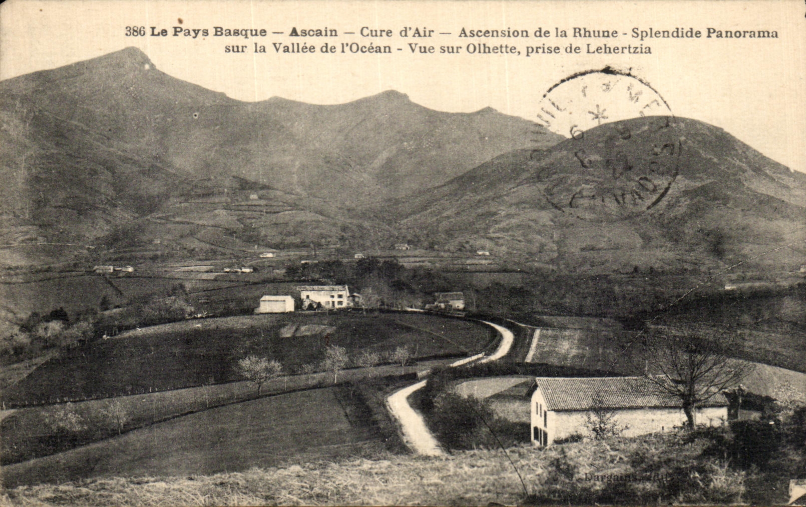 VINTAGE POSTCARD the Country Basue Ascain Cleans D Air Climbing of Rhune Splendide Panorama On L aVallee Of L Ocean Seen On Olhette Pr