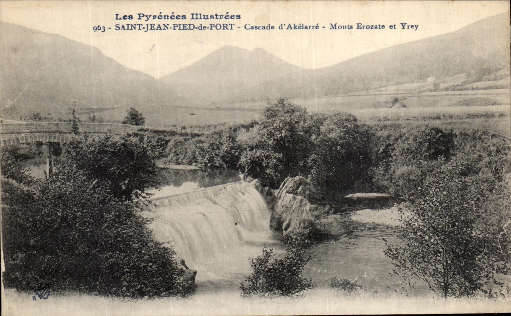 VINTAGE POSTCARD Saint Jean Pied of Port Cascades D Akelarre Monts Erozate and Yrey
