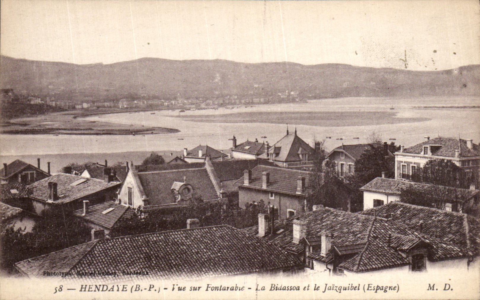 VINTAGE POSTCARD Hendaye Seen on Fontarabie Bidassoa and Jaizquibel
