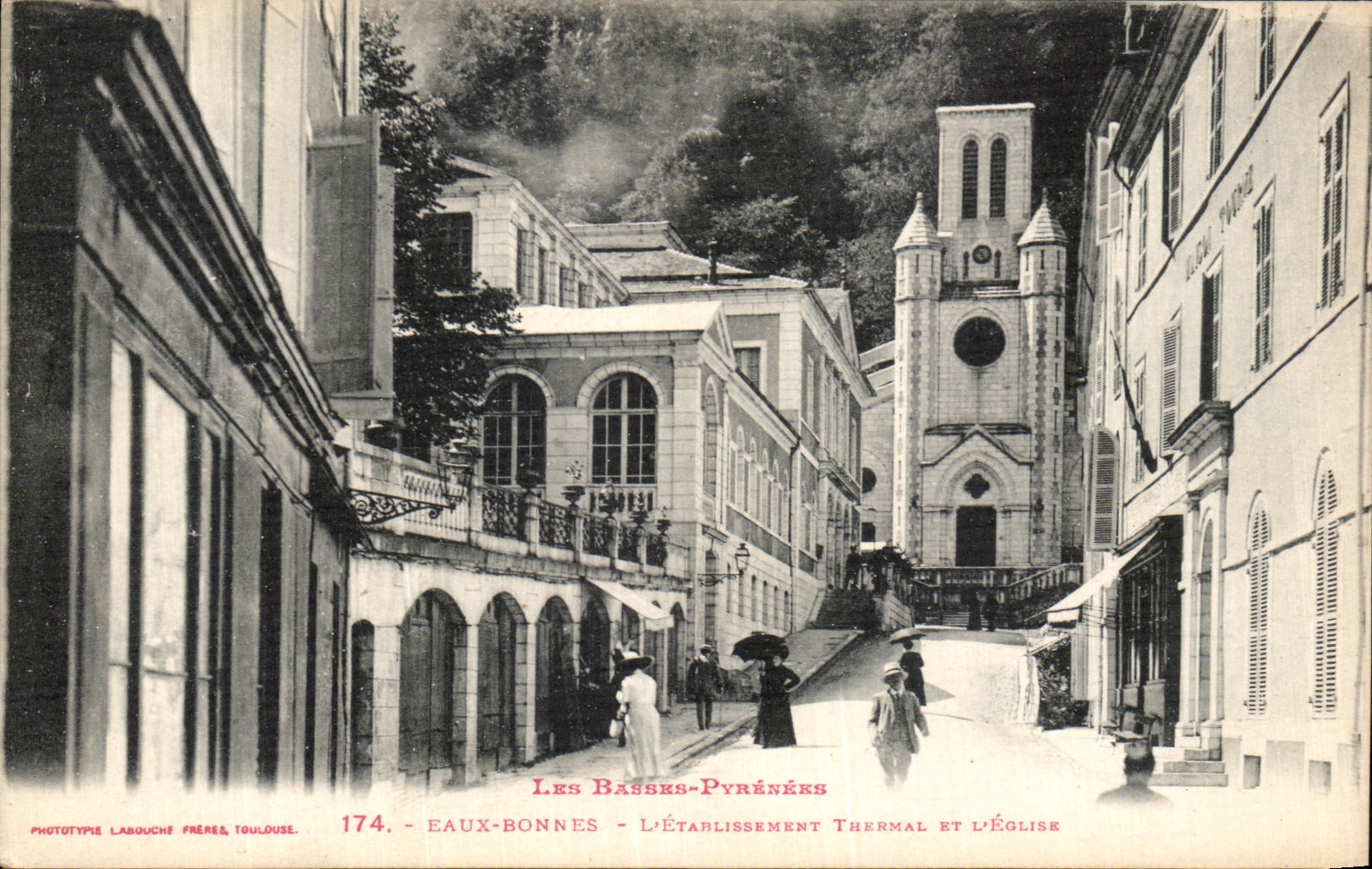 VINTAGE POSTCARD Good Water L Thermal Etadlissment LT L Church