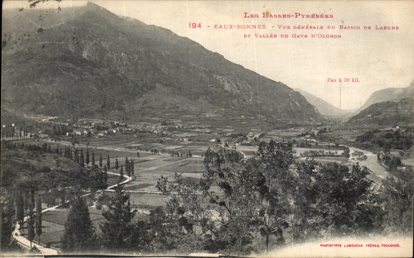 VINTAGE POSTCARD Good Water View Of the Basin De Laruns and valley of Gave D Oloron