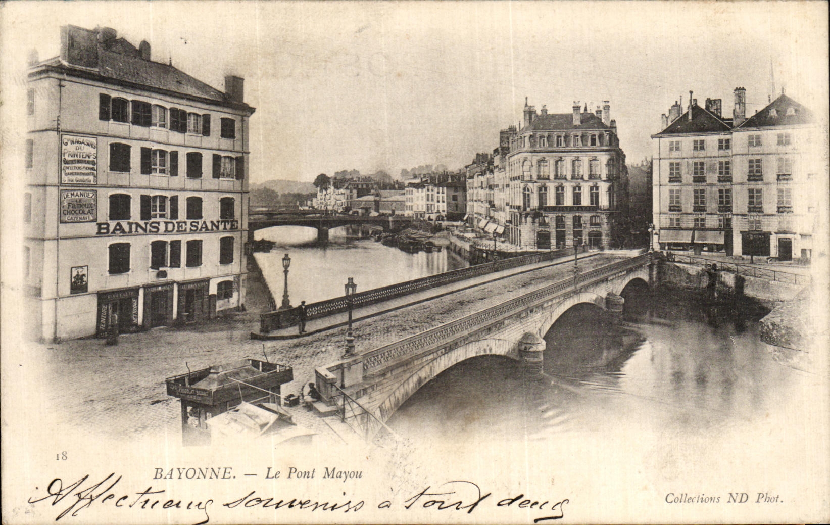 VINTAGE POSTCARD Bayonne the Mayou bridge