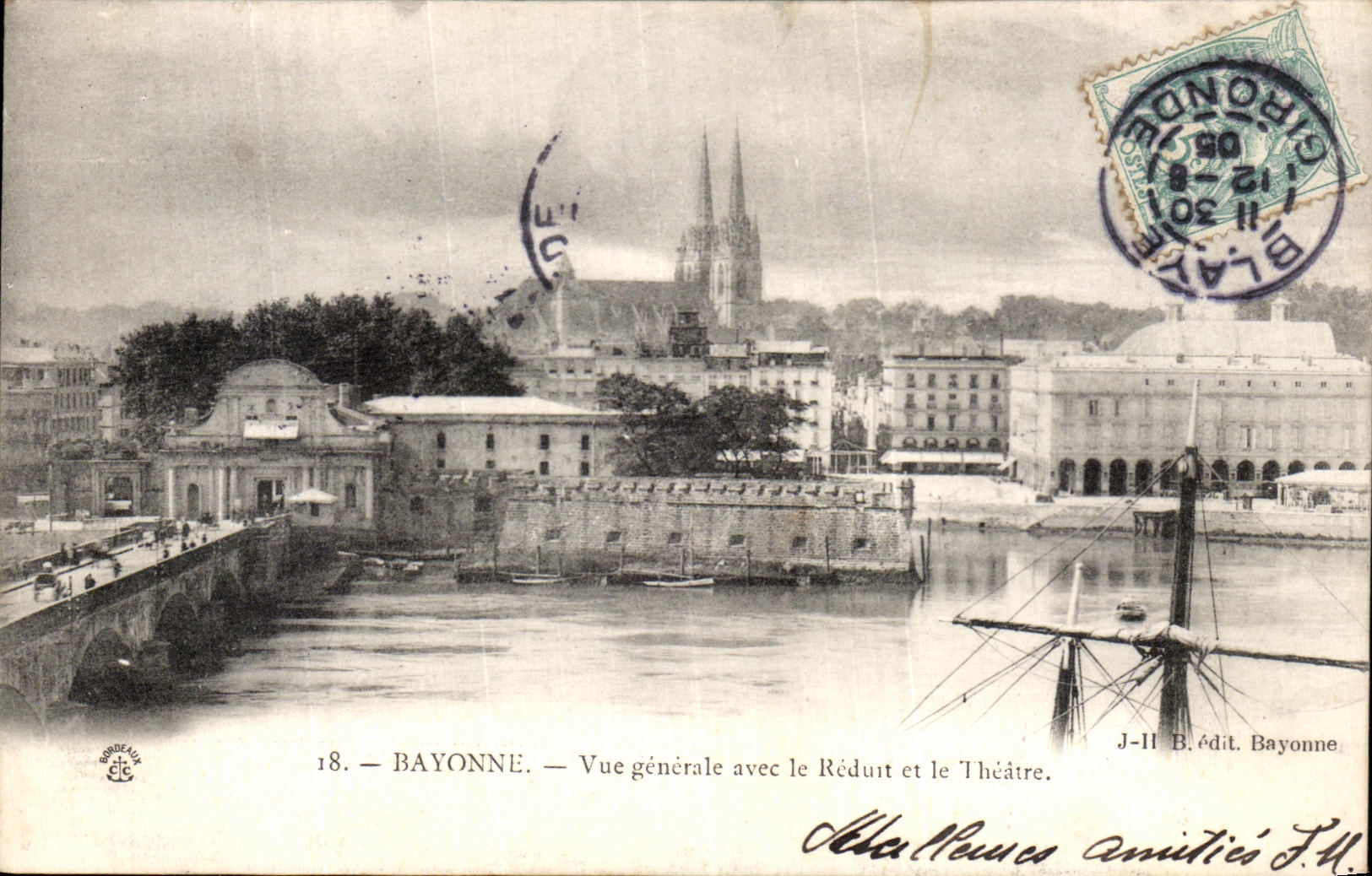 VINTAGE POSTCARD Bayonne View with the Tiny room and the Theater