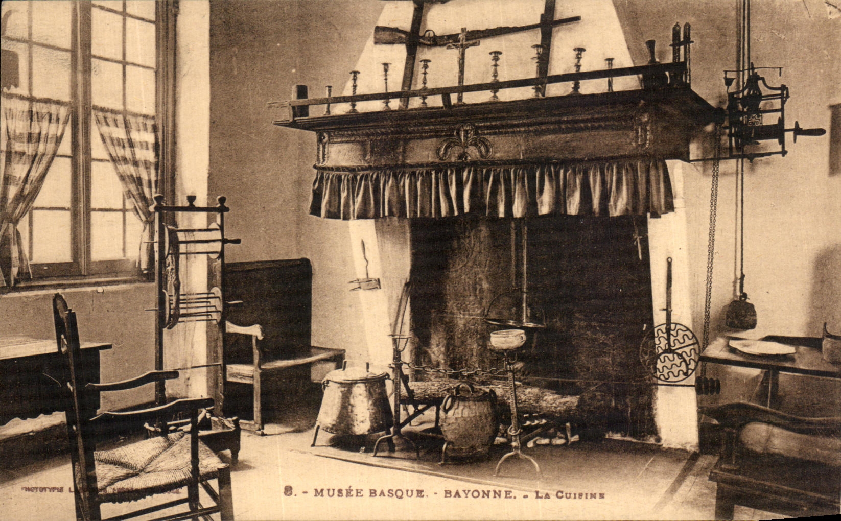 VINTAGE POSTCARD Museum Bayonne Basque Kitchen